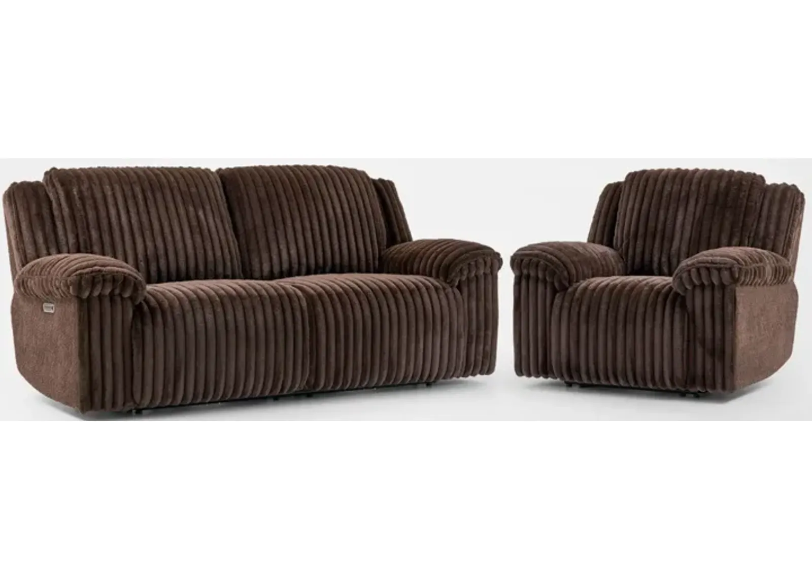 Rafi Dual-Power Reclining Sofa and Recliner Set - Espresso