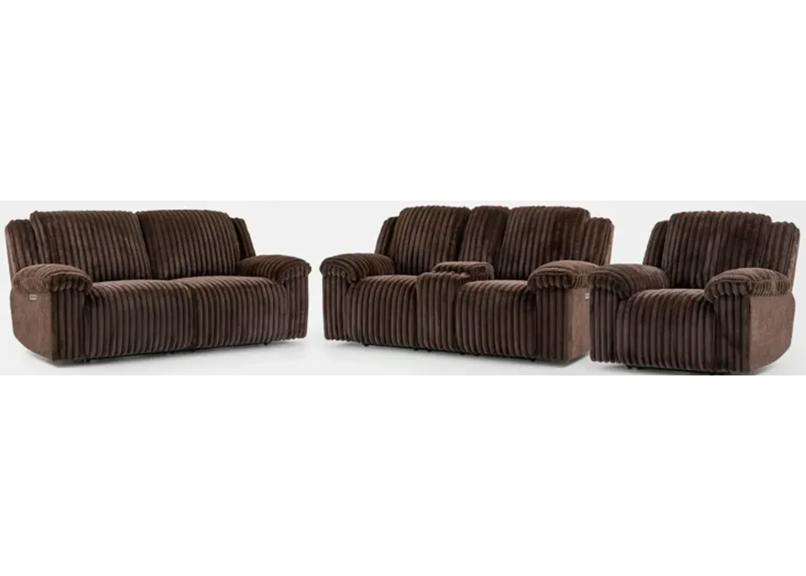 Rafi Dual-Power Reclining Sofa, Loveseat and Recliner Set - Espresso