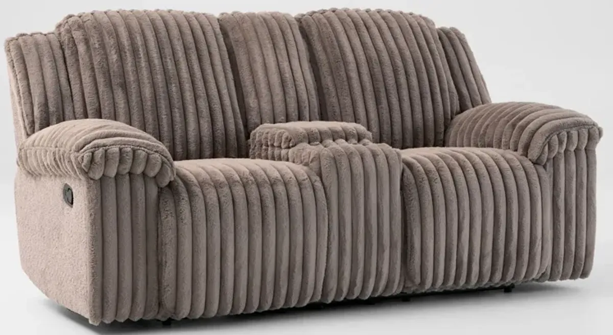 Rafi Manual Reclining Loveseat with Console - Taupe