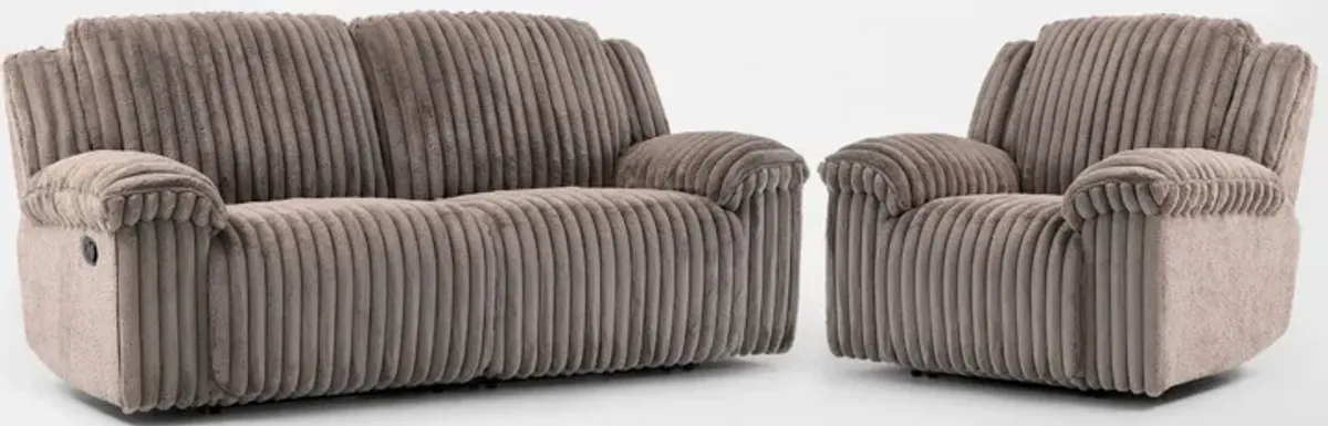 Rafi Manual Reclining Sofa and Recliner Set - Taupe