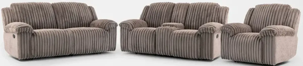 Rafi Manual Reclining Sofa, Loveseat and Recliner Set - Taupe