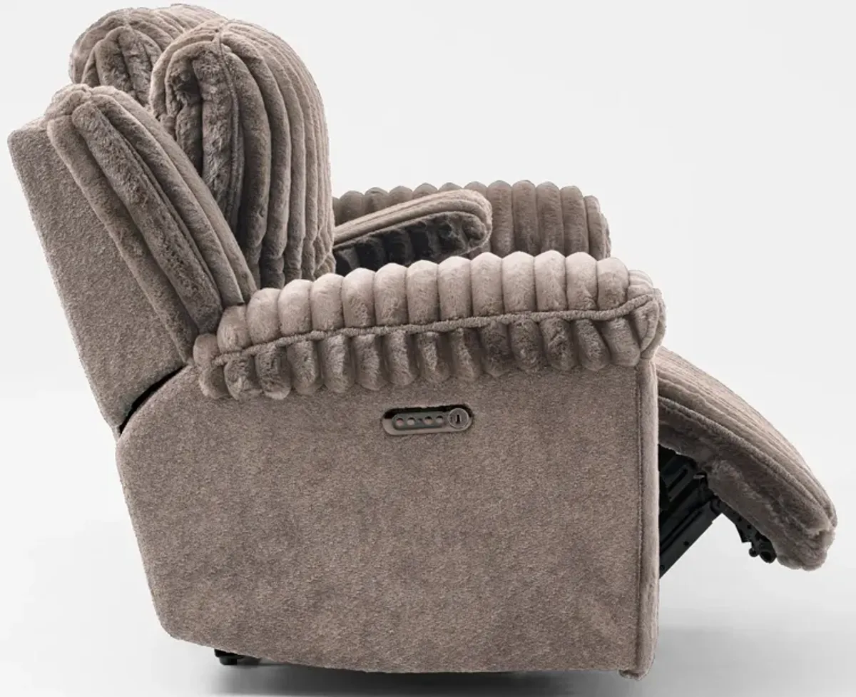 Rafi Dual-Power Reclining Loveseat with Console - Taupe