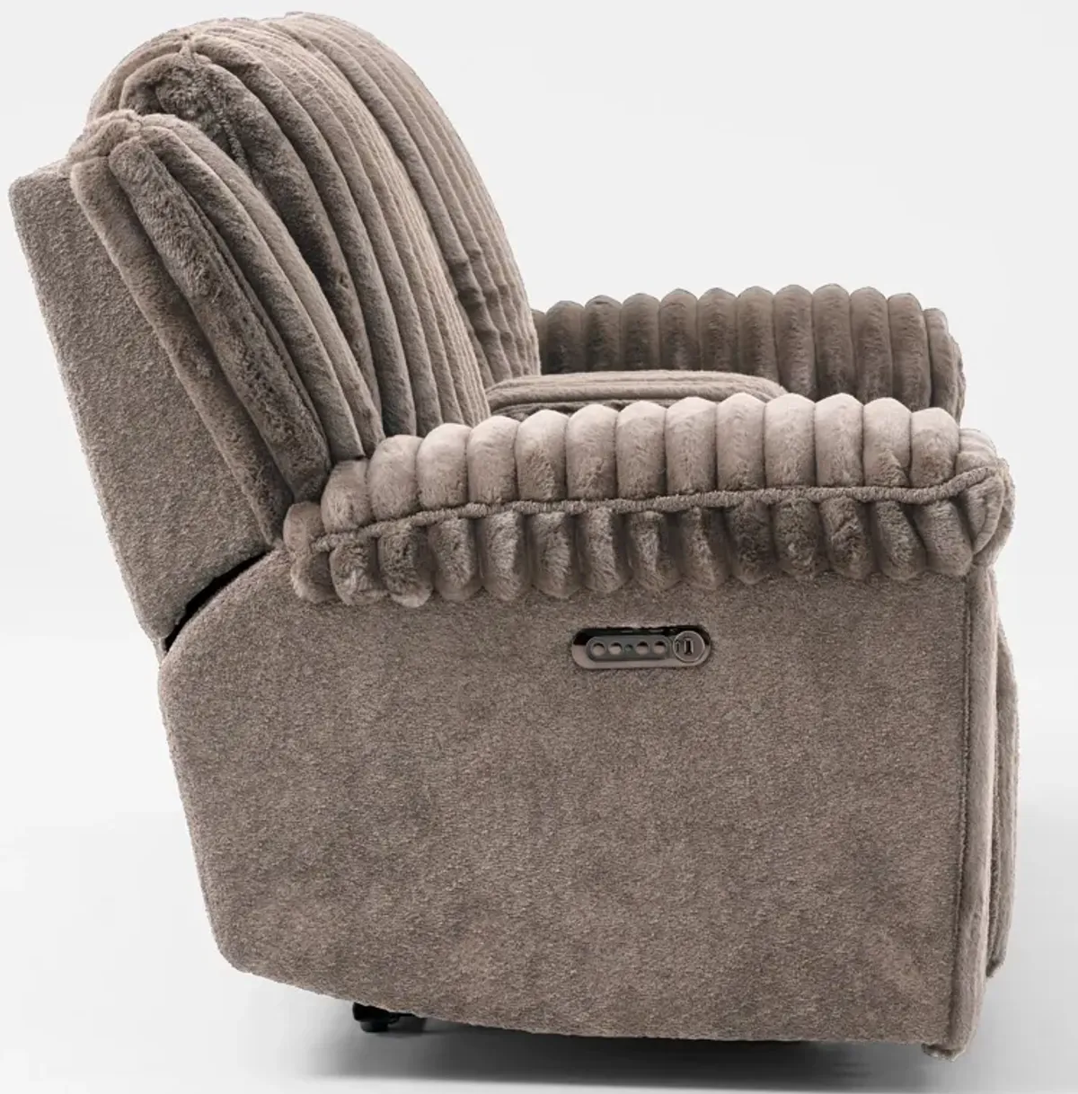 Rafi Dual-Power Reclining Loveseat with Console - Taupe