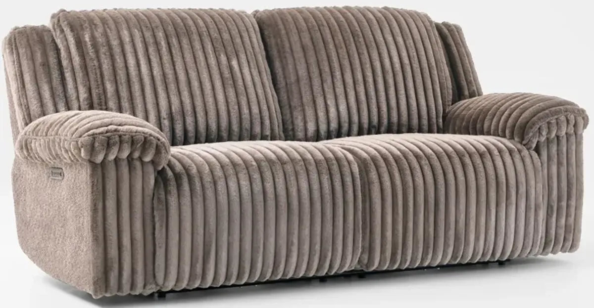 Rafi Dual-Power Reclining Sofa and Loveseat Set - Taupe