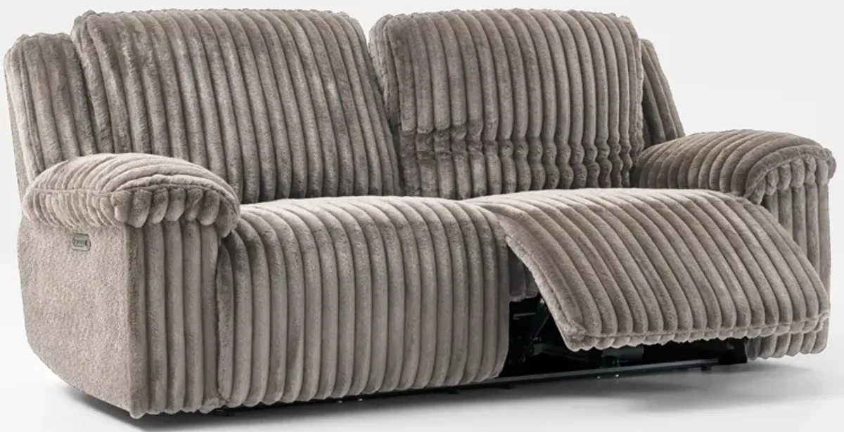 Rafi Dual-Power Reclining Sofa and Loveseat Set - Taupe