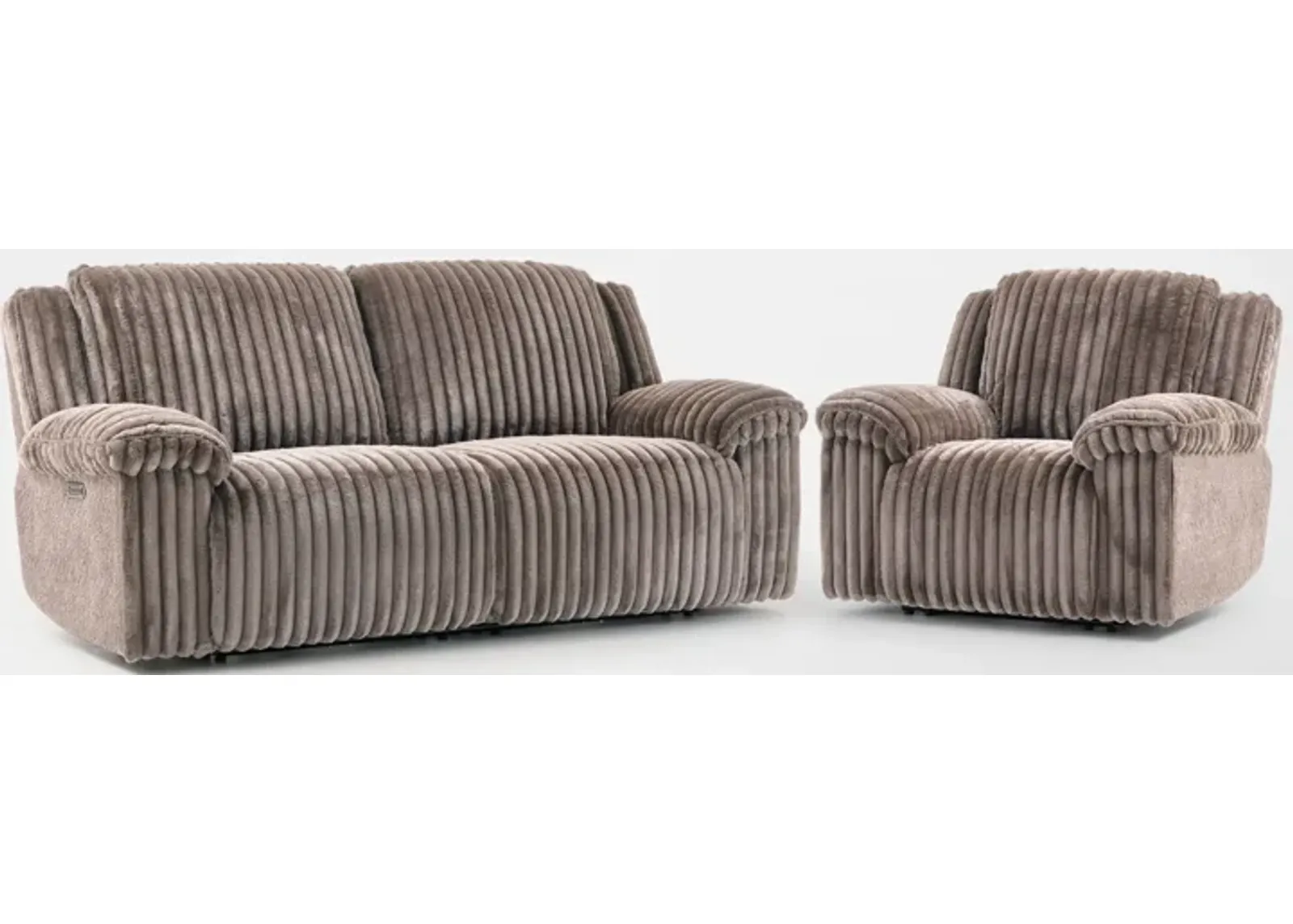 Rafi Dual-Power Reclining Sofa and Recliner Set - Taupe