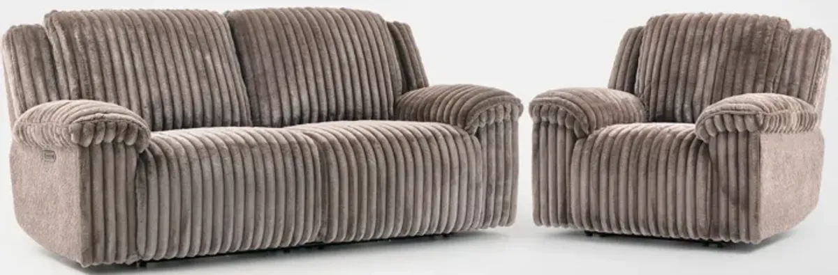 Rafi Dual-Power Reclining Sofa and Recliner Set - Taupe