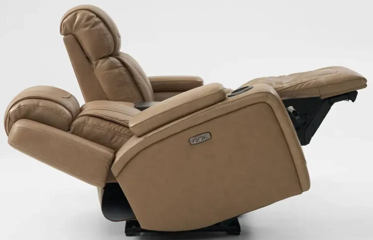 Forte Dual-Power Reclining Loveseat with Cooling Console - Sand