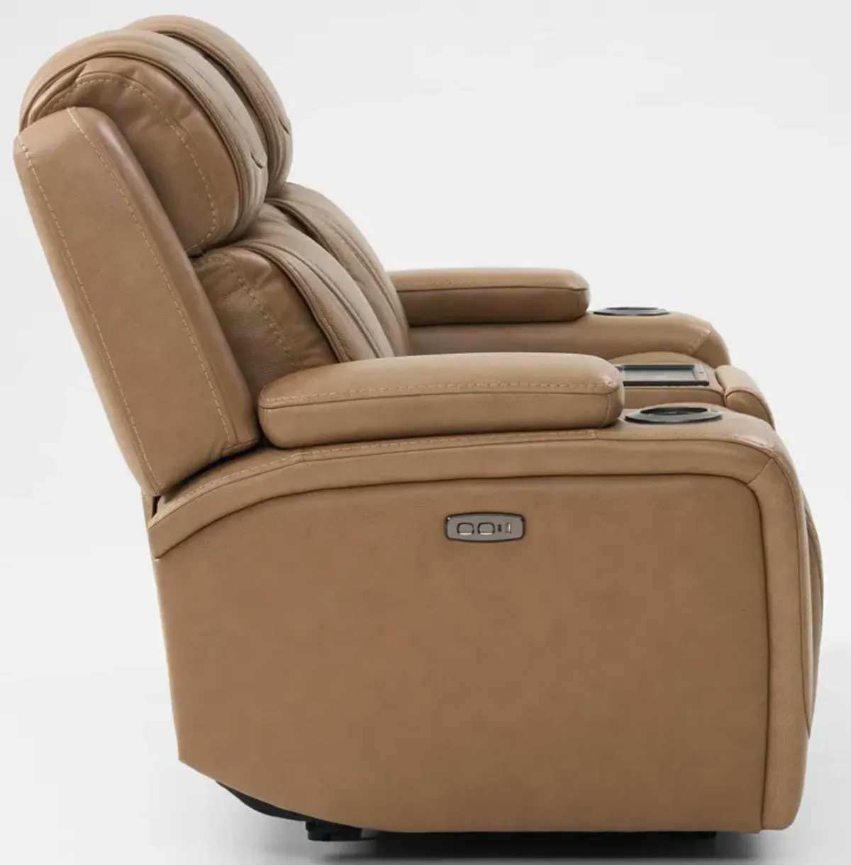 Forte Dual-Power Reclining Loveseat with Cooling Console - Sand