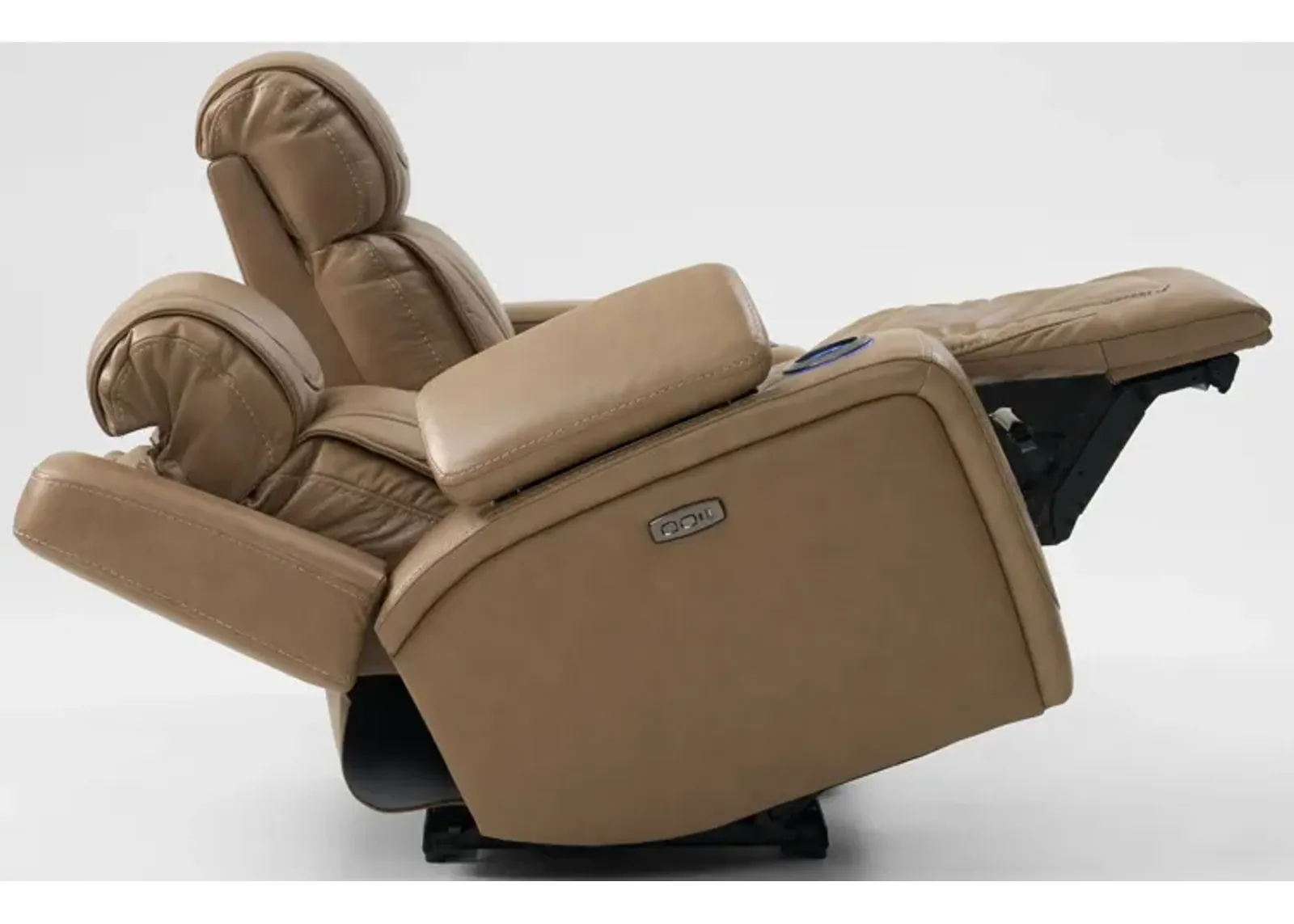 Forte Dual-Power Reclining Loveseat with Cooling Console - Sand