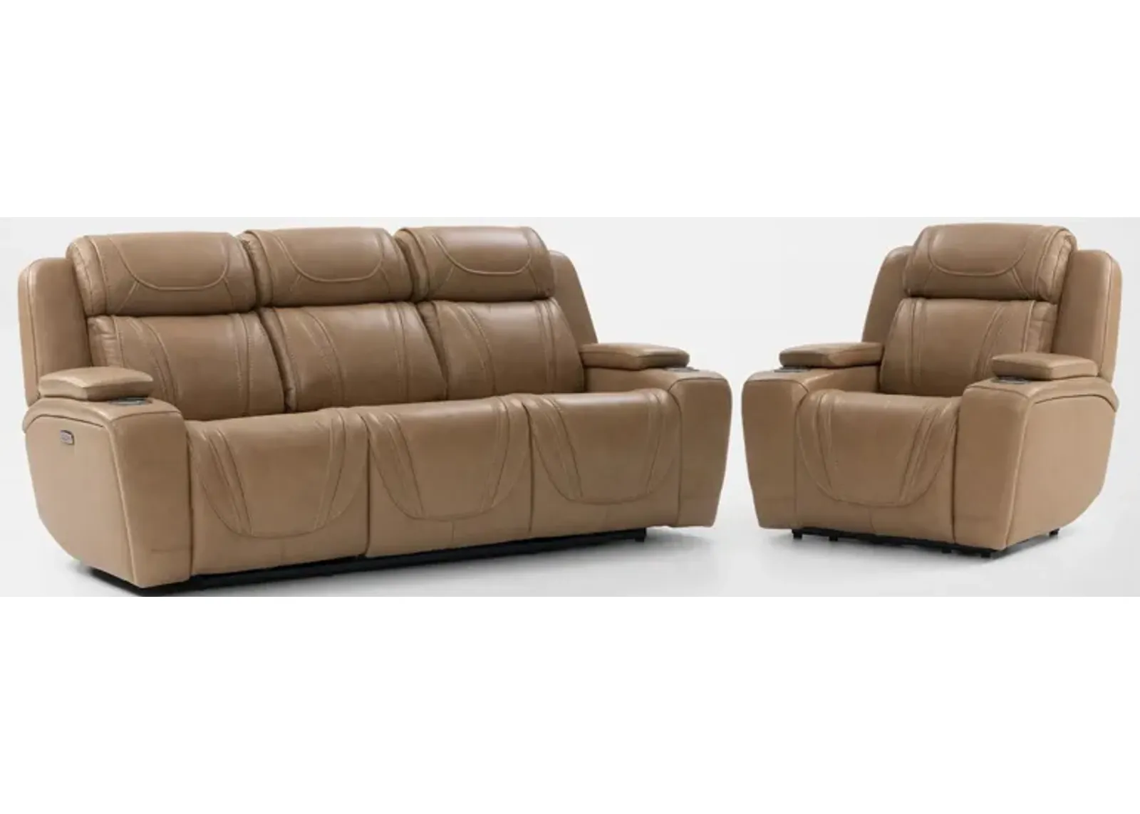 Forte Dual-Power Reclining Sofa and Recliner - Sand