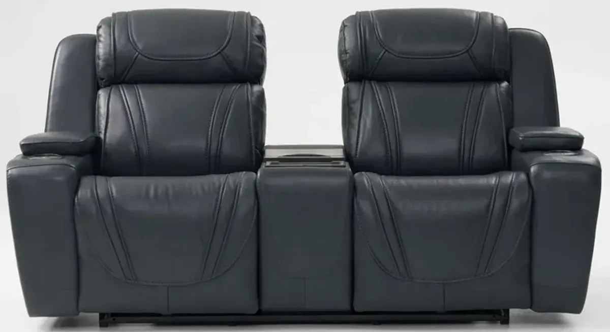 Forte Dual-Power Reclining Loveseat with Cooling Console - Navy