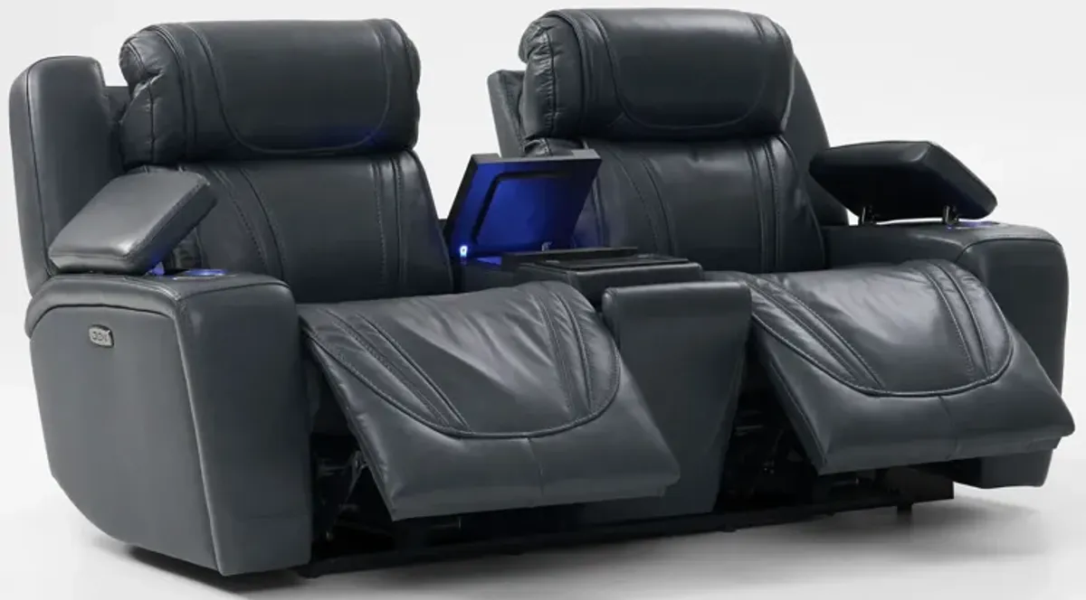 Forte Dual-Power Reclining Loveseat with Cooling Console - Navy