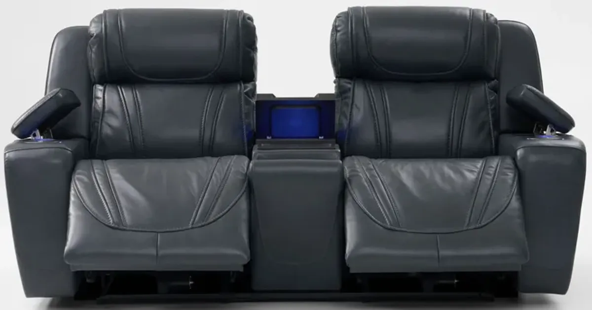 Forte Dual-Power Reclining Loveseat with Cooling Console - Navy