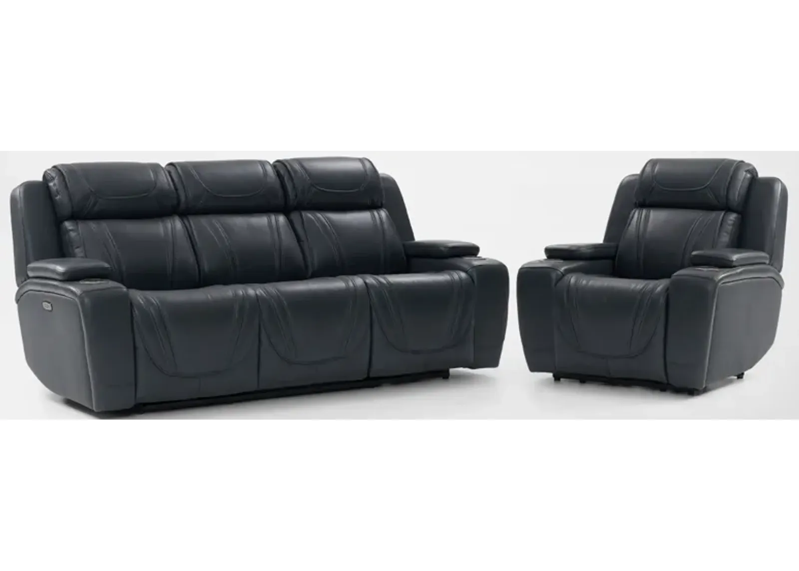 Forte Dual-Power Reclining Sofa and Recliner - Navy