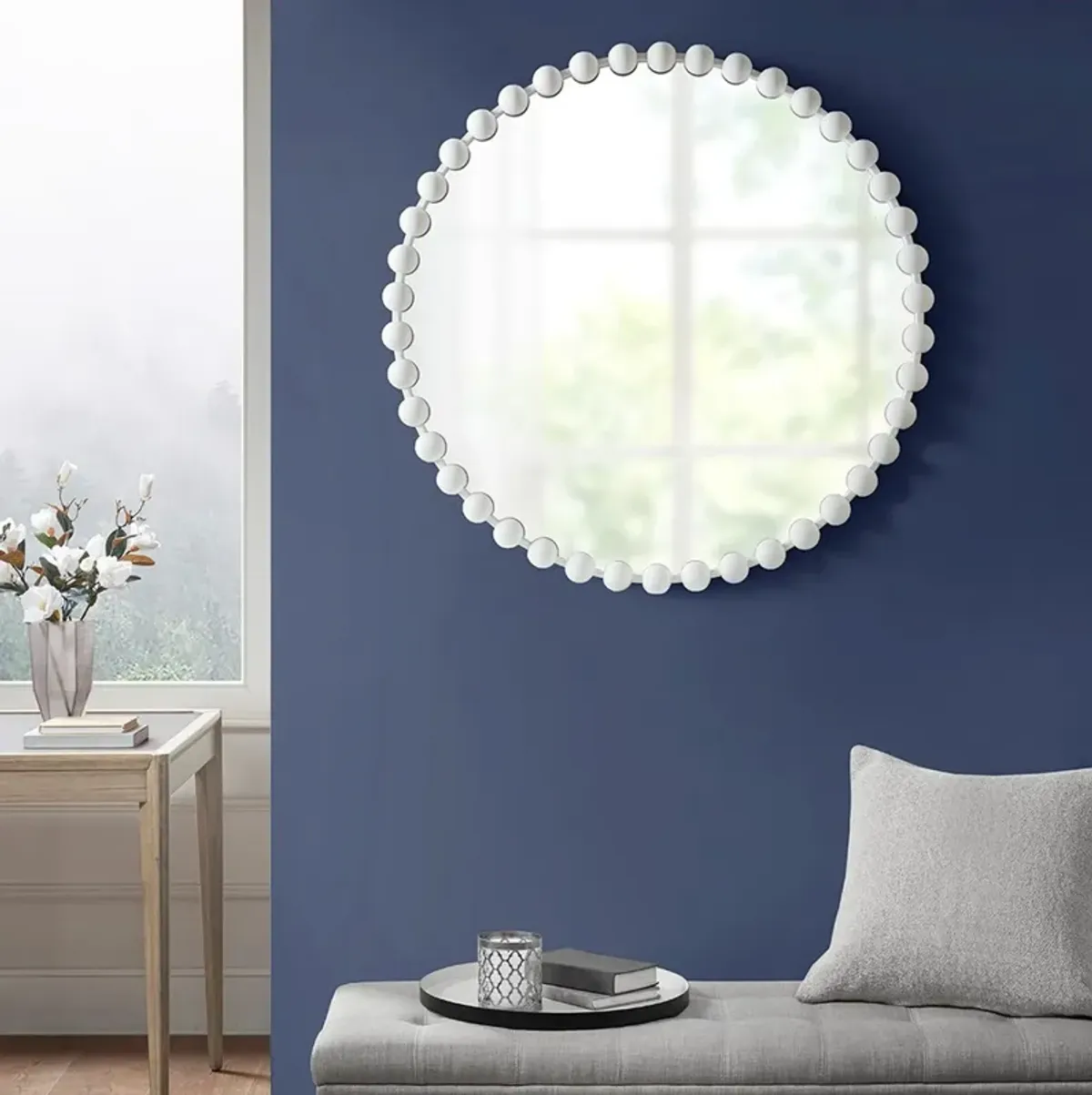 Button 36'' Round Wall Mirror - White