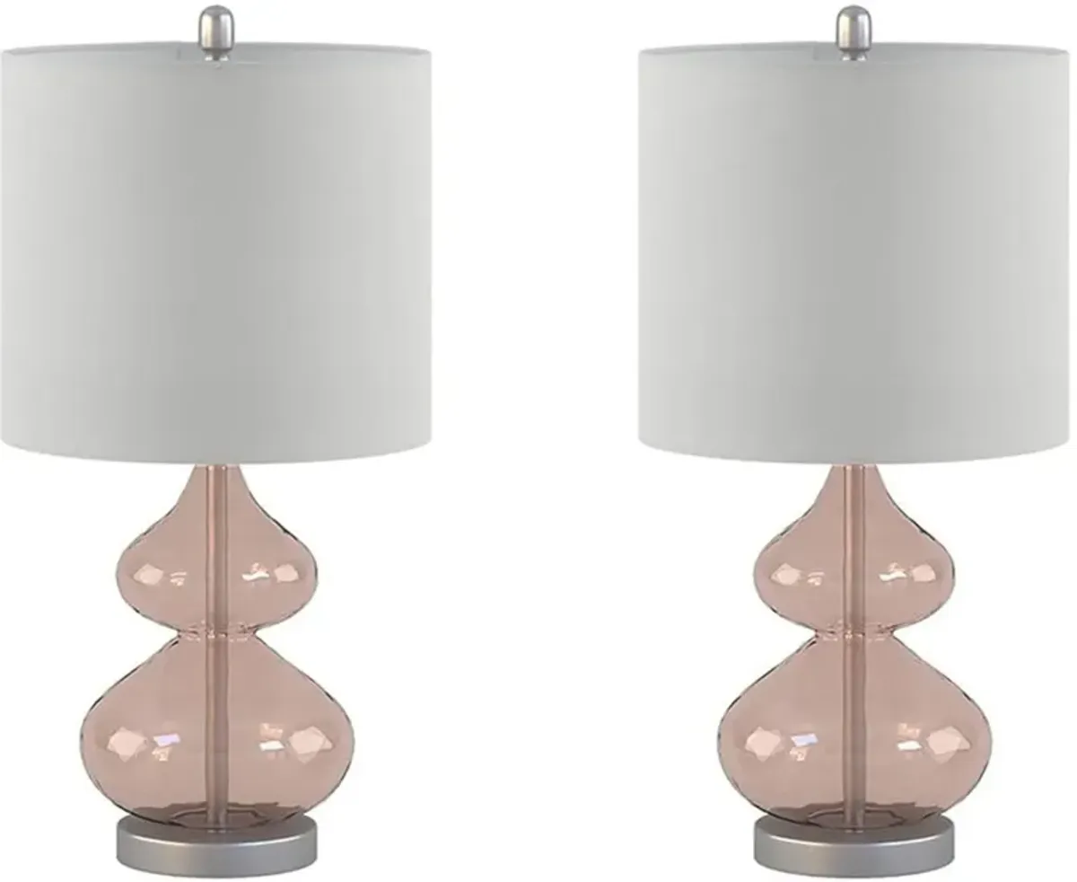 Irvine 25" Table Lamp Set - Pink