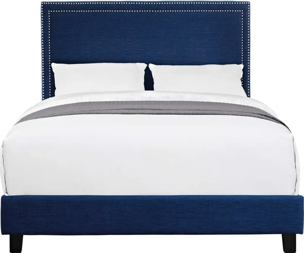 Itzel Queen Upholstered Platform Bed - Blue