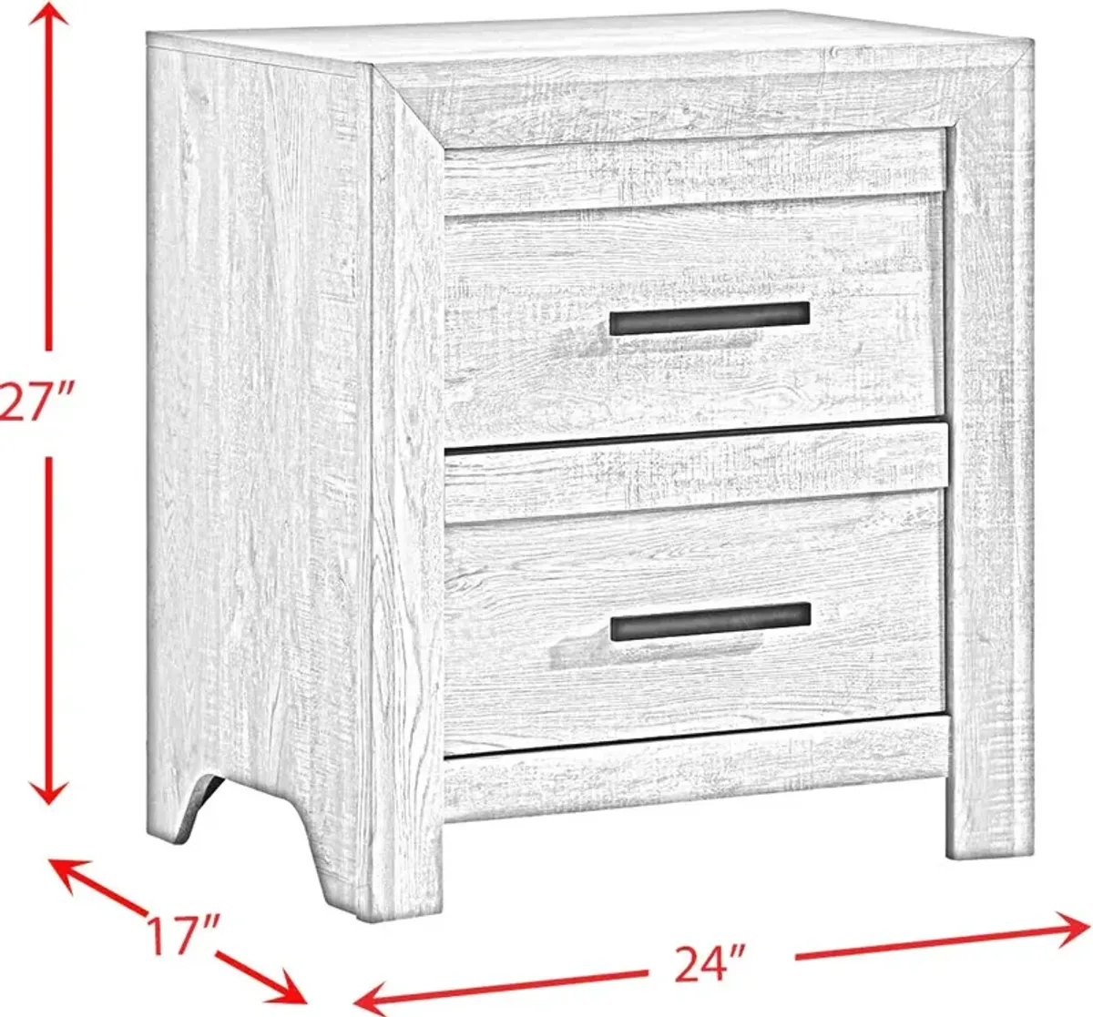 Esmeralda 2 Drawer Nightstand