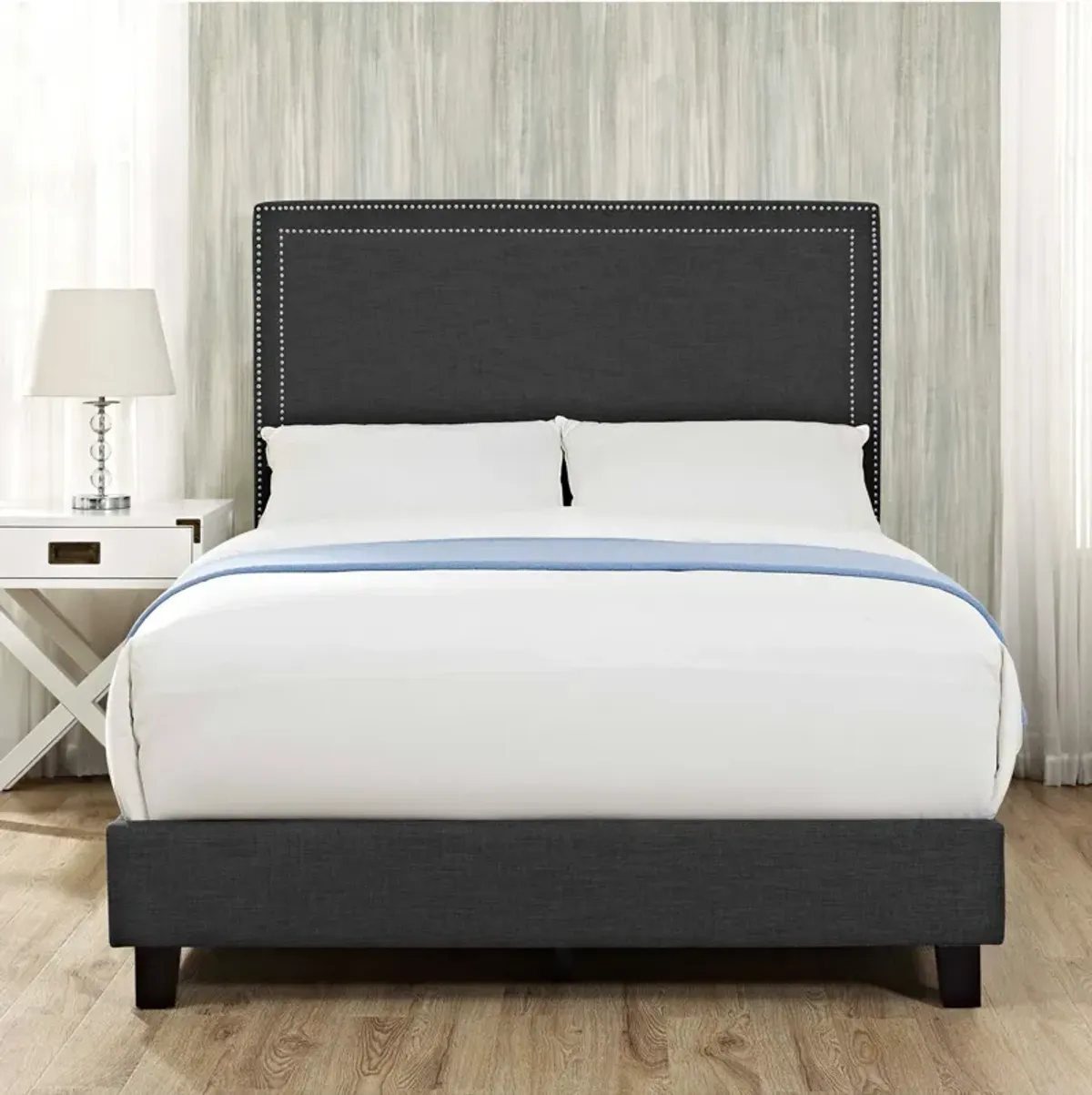 Itzel Full Upholstered Platform Bed - Charcoal