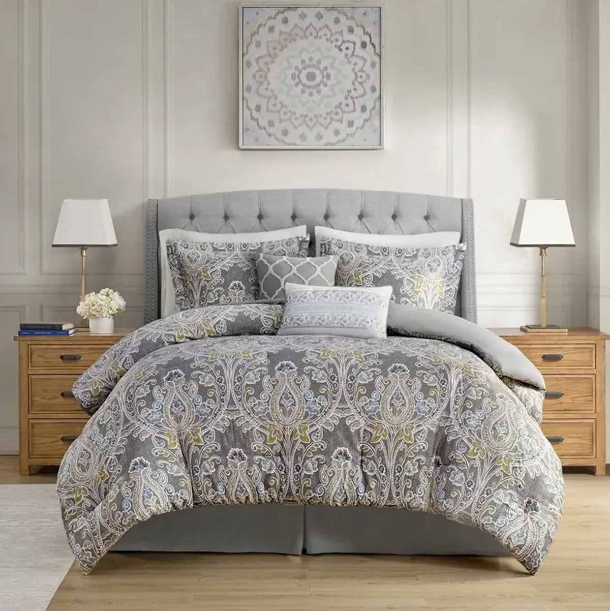 Bethany Queen Comforter Set - Gray