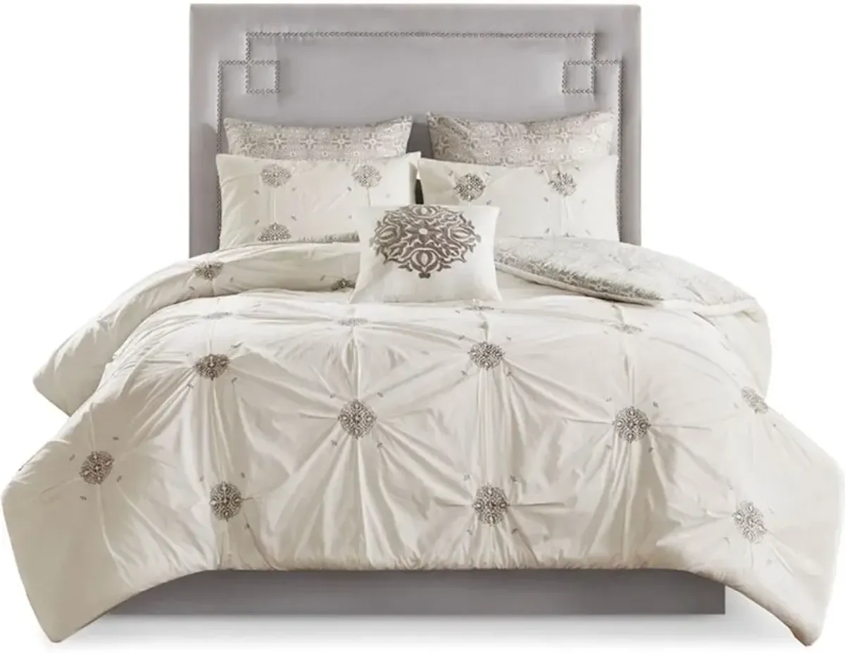 Angela Full/Queen Reversible Comforter Set - Ivory