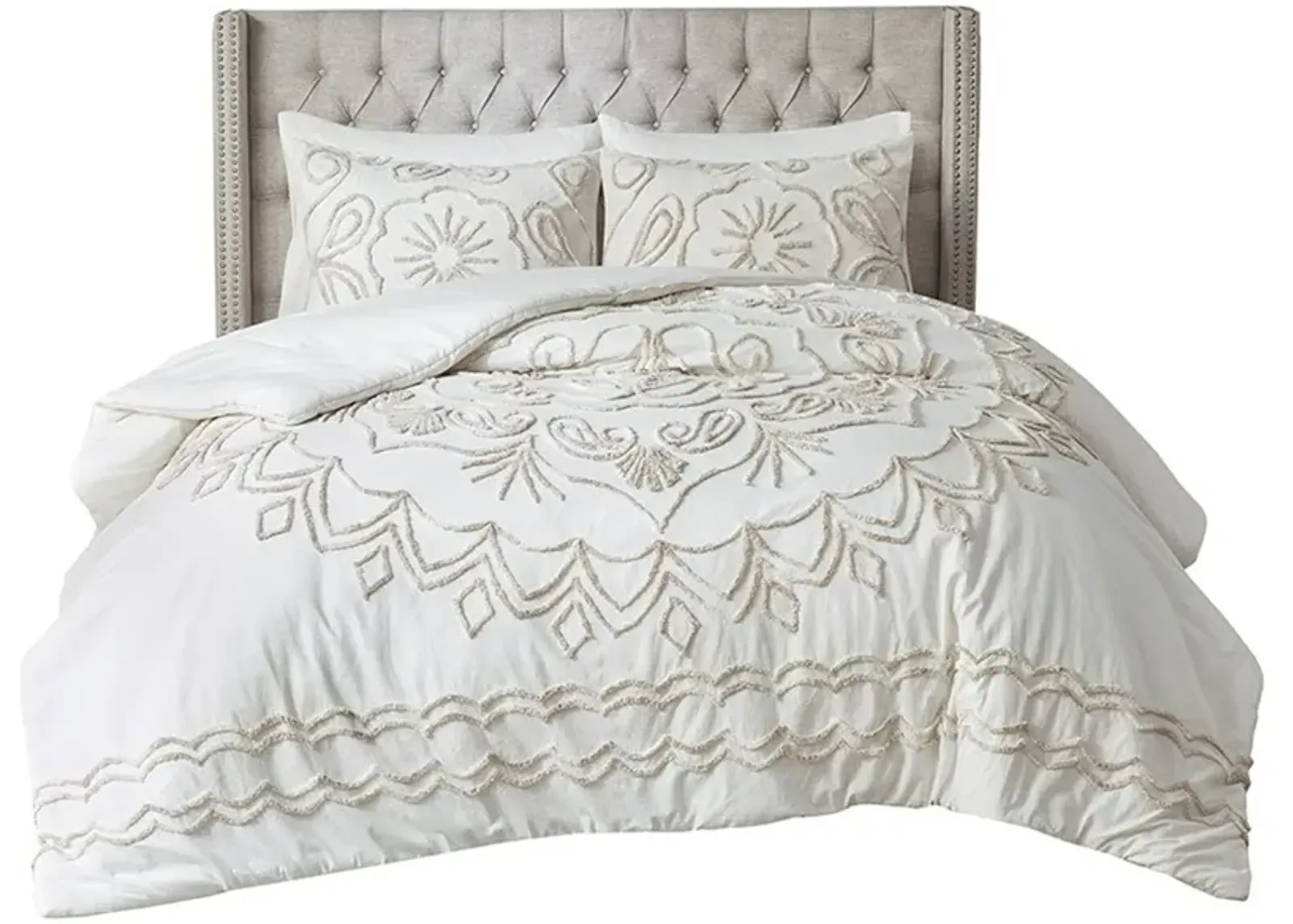 Kimbra King/California King Comforter Set - White/Taupe