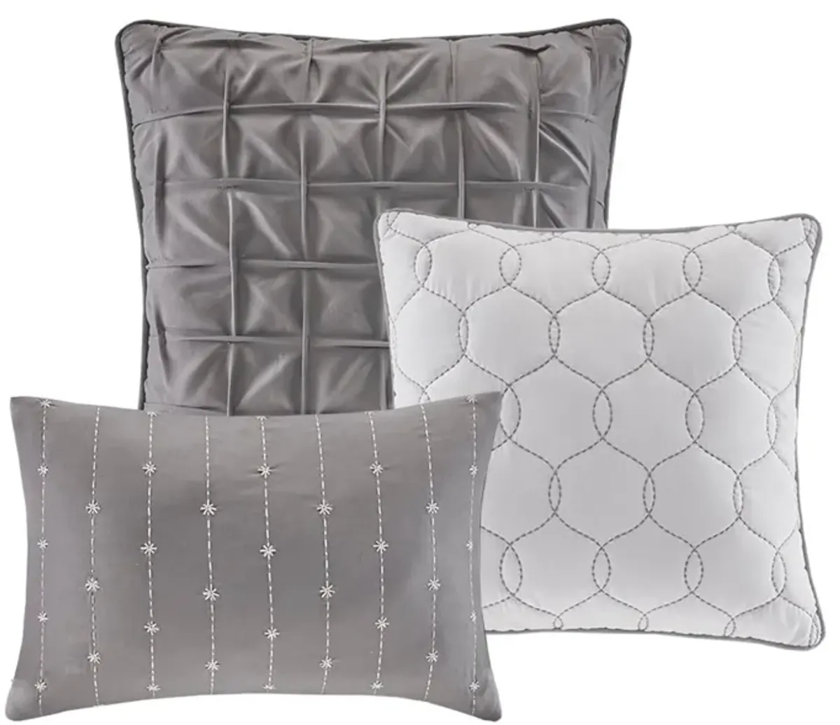 Heiress Queen Comforter Set - Gray