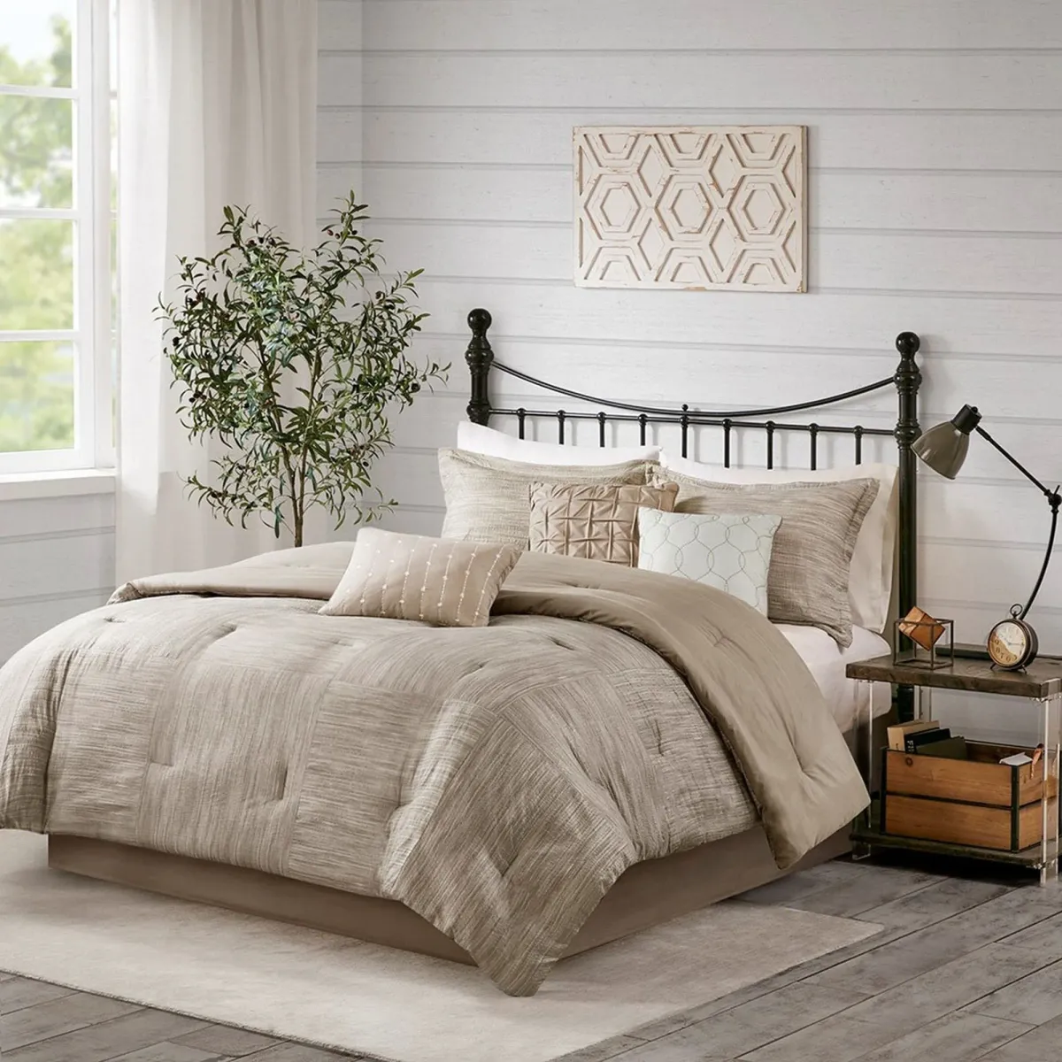 Heiress California King Comforter Set - Taupe