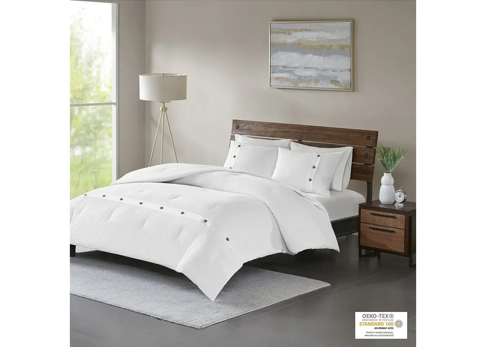 Mikah King/California King Duvet Cover Set - White