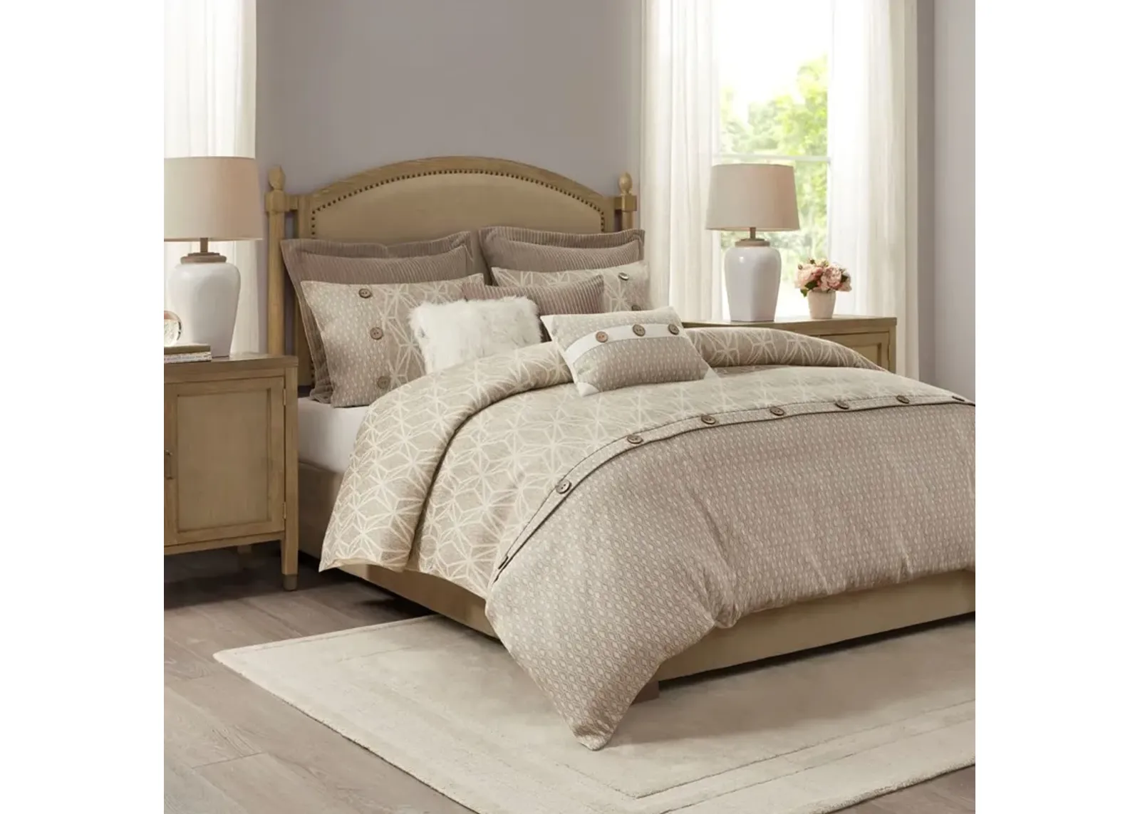 Aubrey King Comforter Set  - Taupe