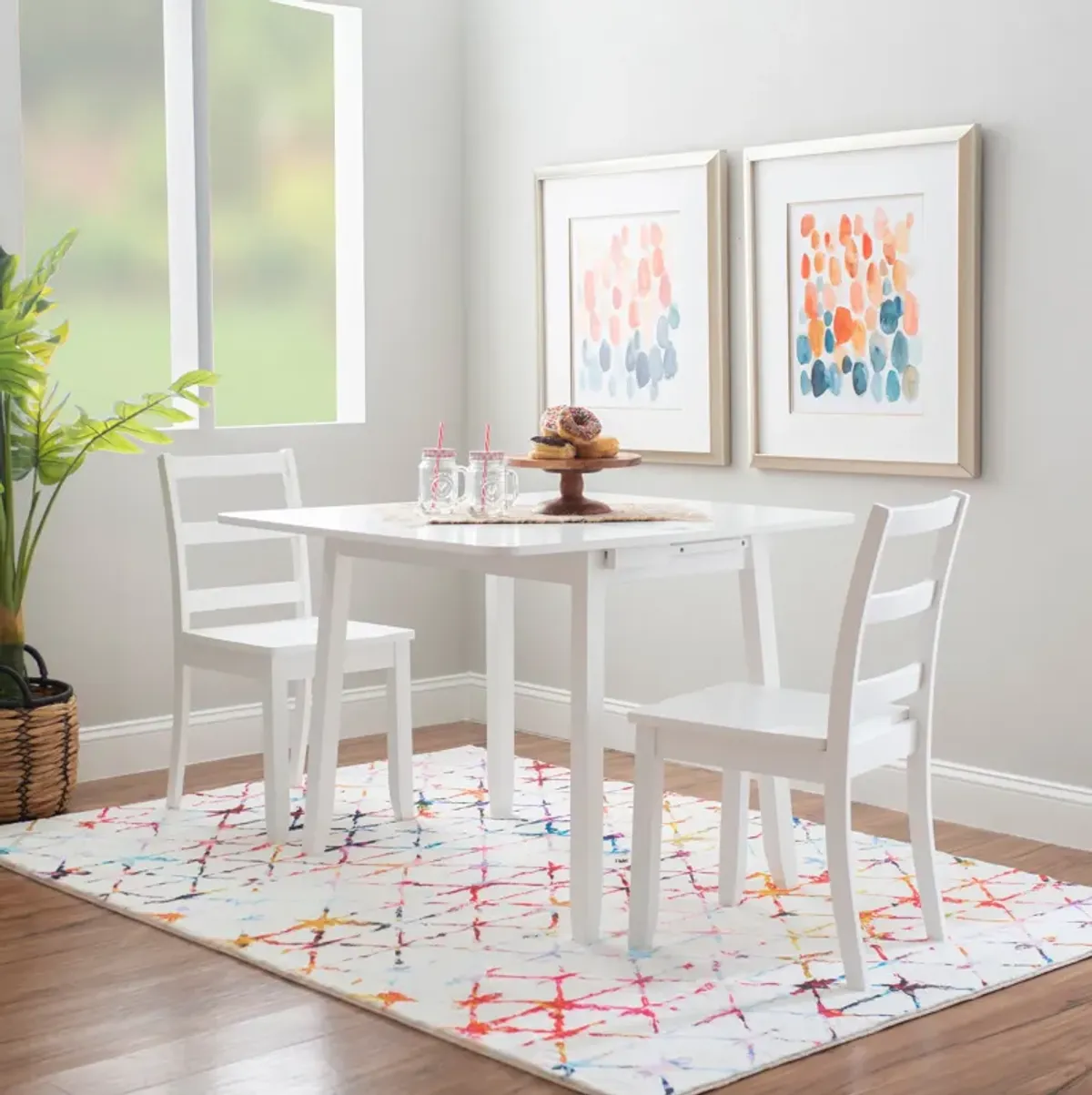 Melonie 3-Piece Drop-leaf Dining Set - White