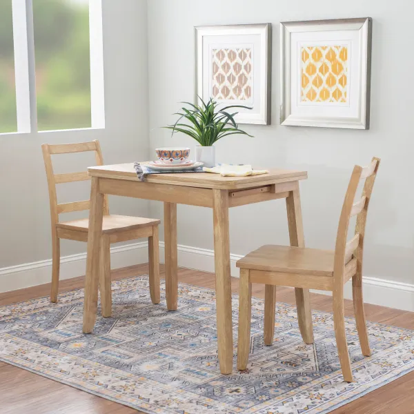Melonie Drop-leaf Dining Table and 2 Side Chairs - Gray