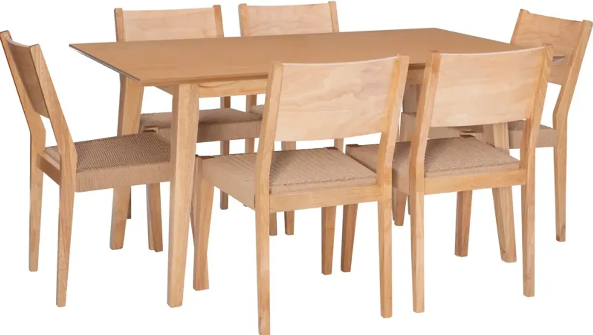 Vittorio Dining Table and 6 Side Chairs - Natural