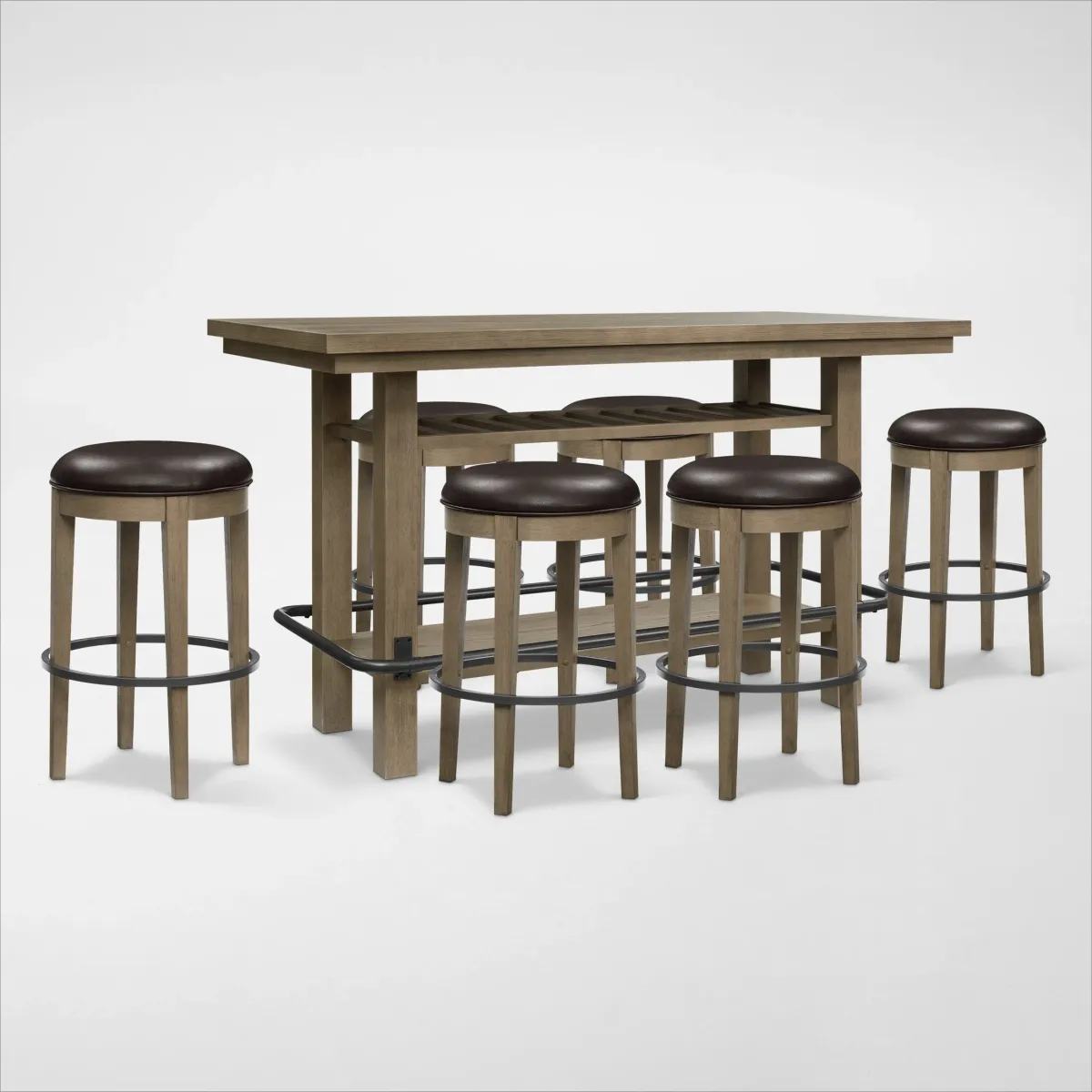 Deacon Bar Height Dining Table and 6 Backless Swivel Stools