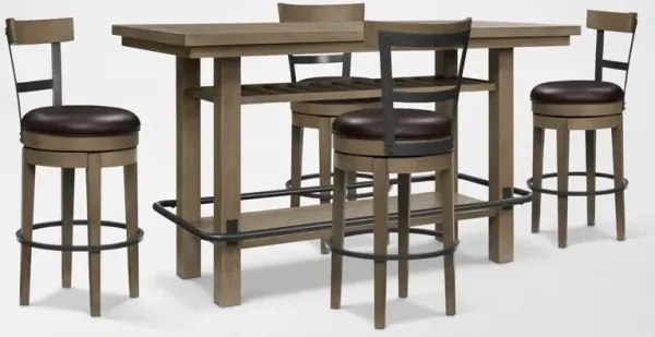 Deacon Bar Height Dining Table and 4 Swivel Stools