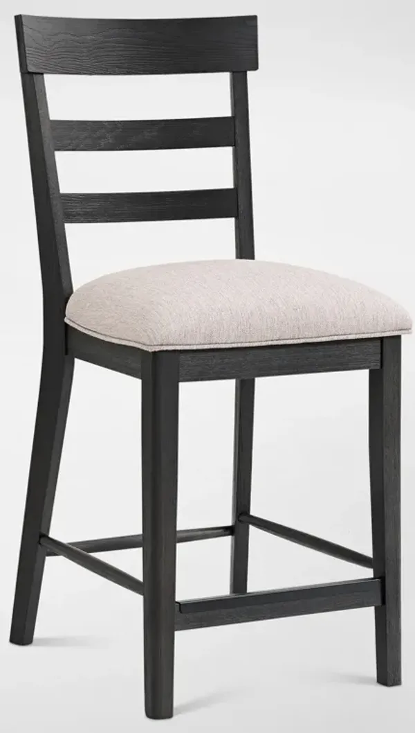 Hayward Solid Wood Ladder-Back Counter-Height Stool - Black