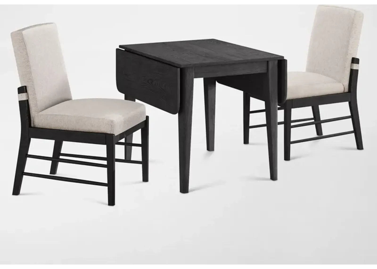 Hayward Small Extendable Dining Table & 2 Upholstered Chairs - Black