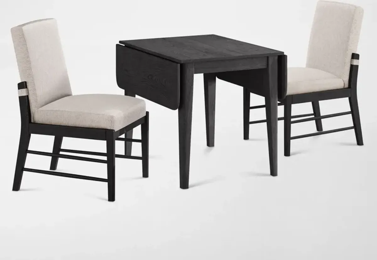 Hayward Small Extendable Dining Table & 2 Upholstered Chairs - Black