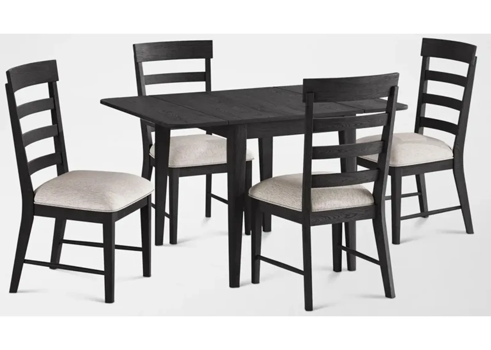 Hayward Small Extendable Dining Table & 4 Ladder-Back Chairs - Black