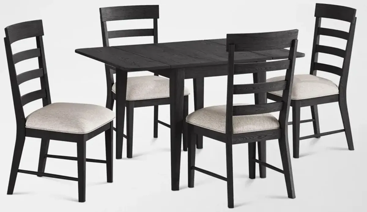 Hayward Small Extendable Dining Table & 4 Ladder-Back Chairs - Black