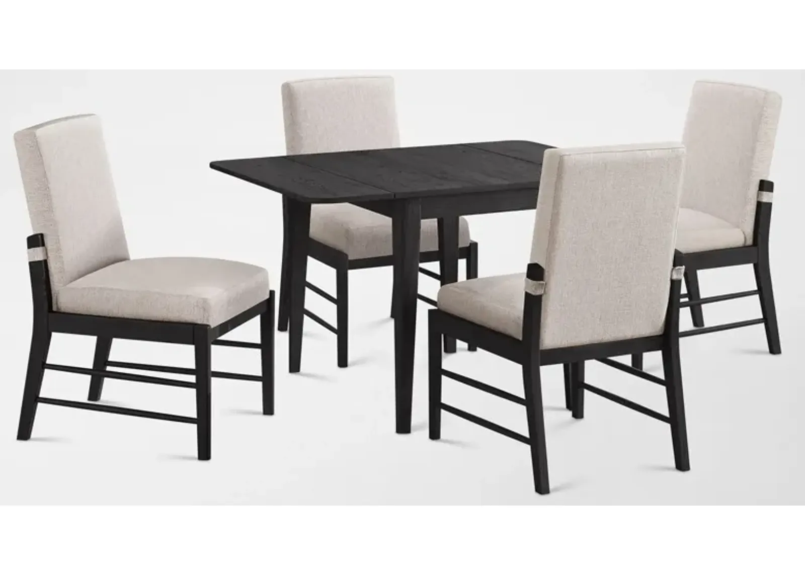 Hayward Small Extendable Dining Table & 4 Upholstered Chairs - Black