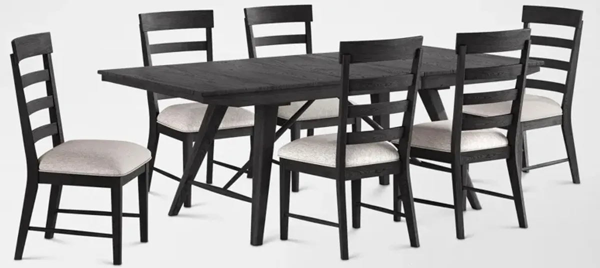 Hayward Large Extendable Dining Table & 6 Ladder-Back Chairs - Black