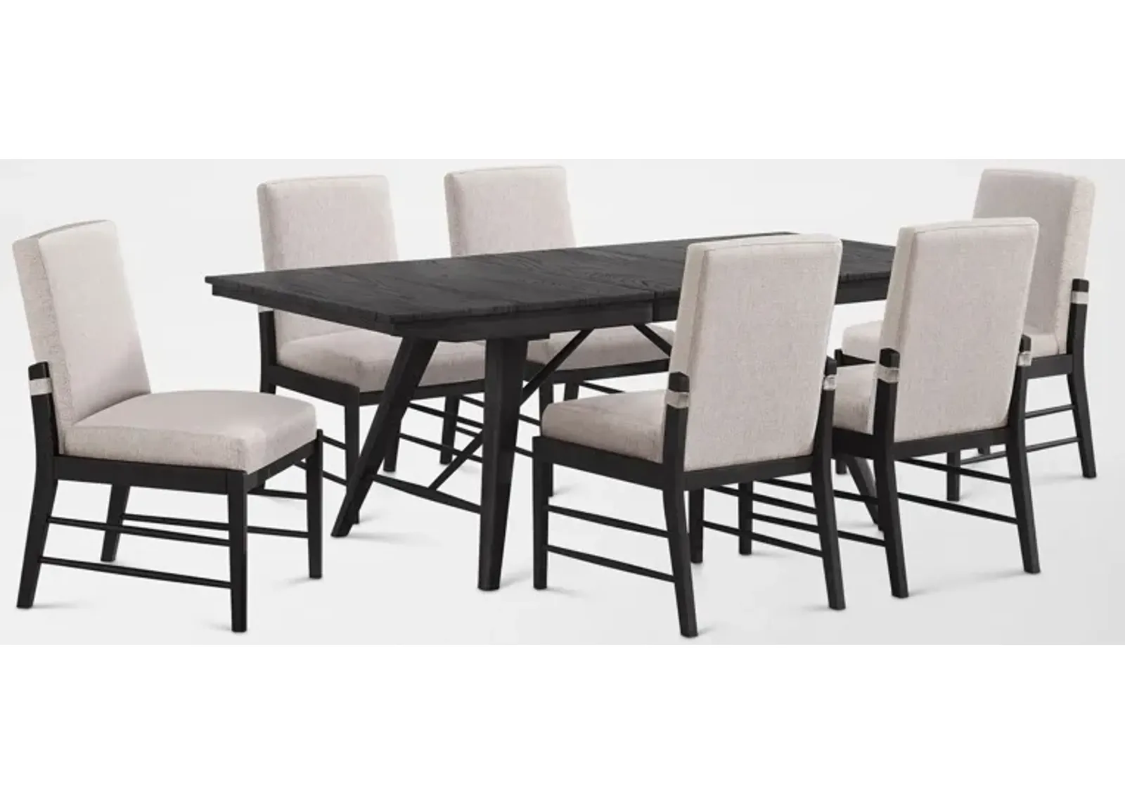 Hayward Large Extendable Dining Table & 6 Upholstered Chairs - Black