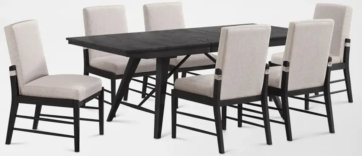 Hayward Large Extendable Dining Table & 6 Upholstered Chairs - Black