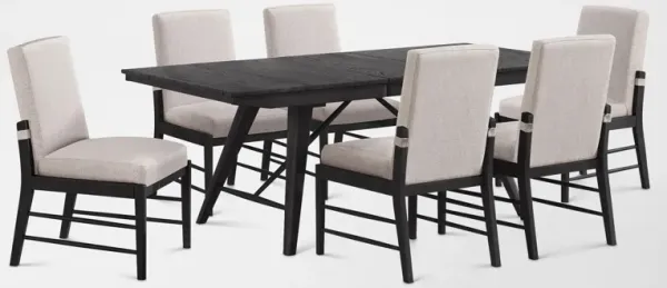 Hayward Solid Wood Large Extendable Dining Table & 6 Upholstered Chairs - Black