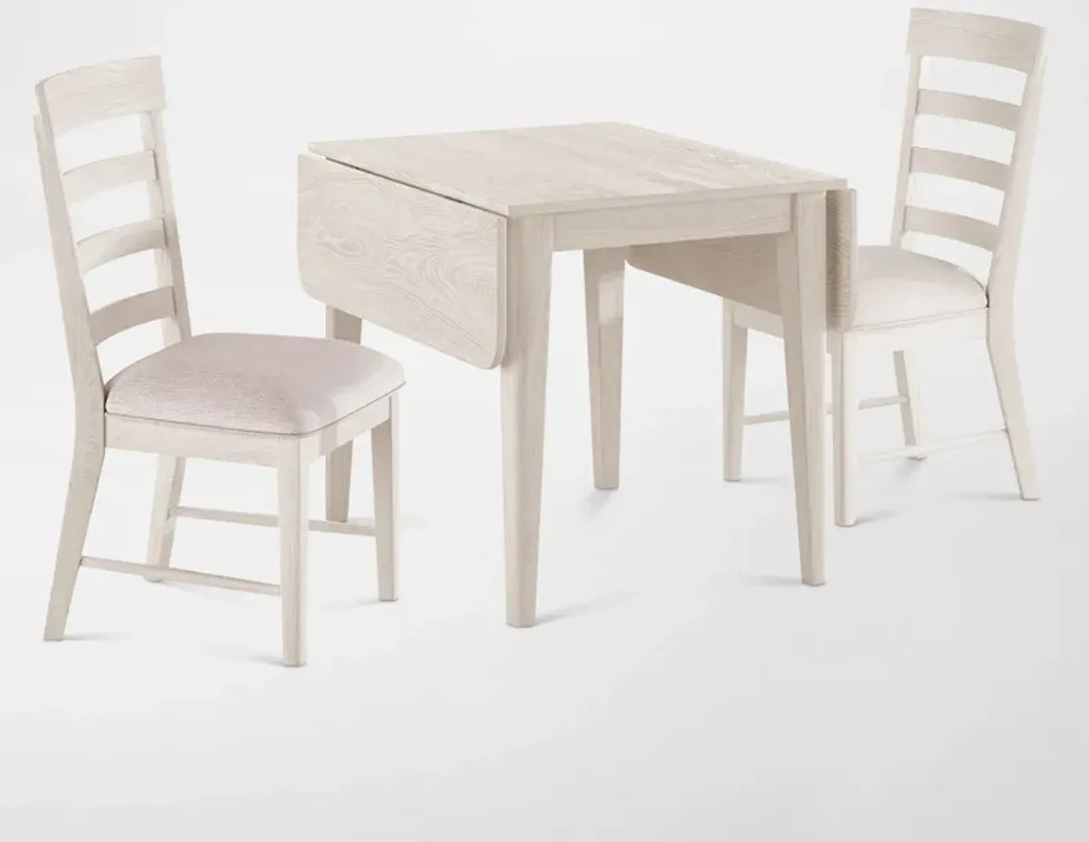 Hayward Solid Wood Small Extendable Dining Table & 2 Ladder-Back Chairs - White