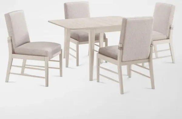 Hayward Solid Wood Small Extendable Dining Table & 4 Upholstered Chairs - White