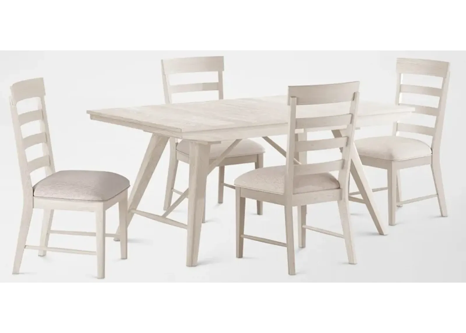 Hayward Large Extendable Dining Table & 4 Ladder-Back Chairs - White