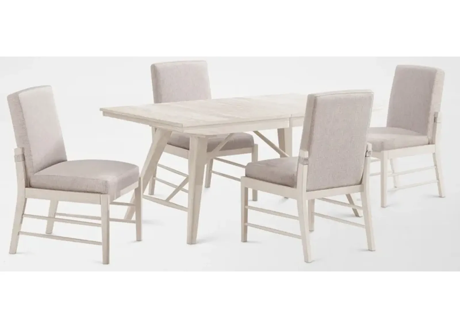 Hayward Large Extendable Dining Table & 4 Upholstered Chairs - White